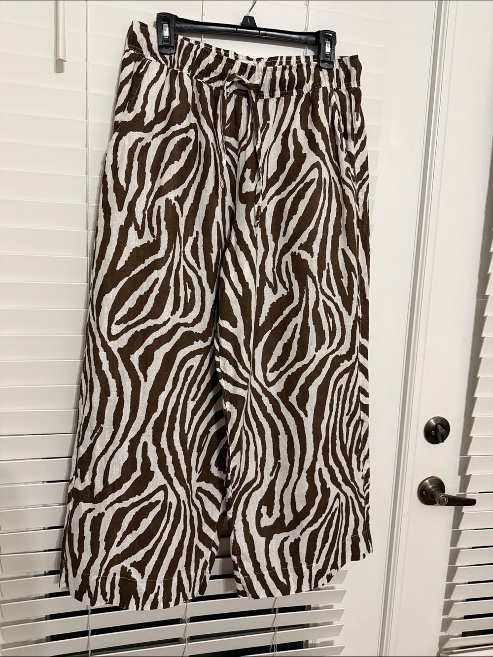Rachel Zoe Brown and White Zebra-Print Wide Leg Pants